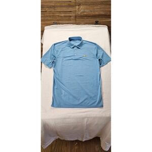 Masters Tech Men's L Polo Shirt Blue Stripe Golf Performance Stretch